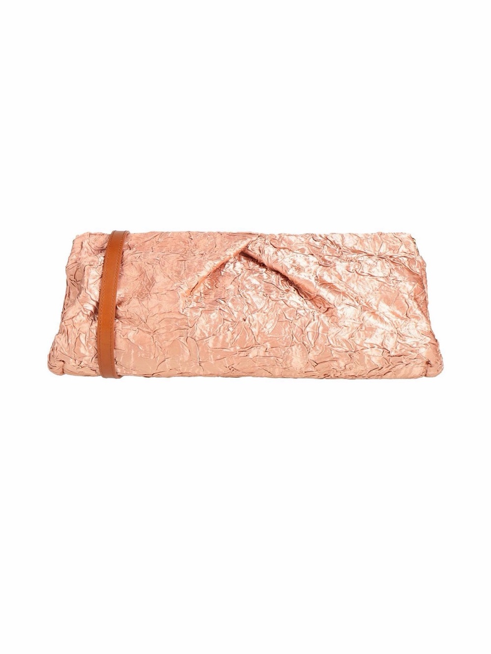 DRIES VAN NOTEN DETACHABLE STRAP CRUSHED SATIN FOLDED PLEATED CLUTCH